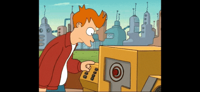 a cartoon character is playing a game with buttons that say 0000