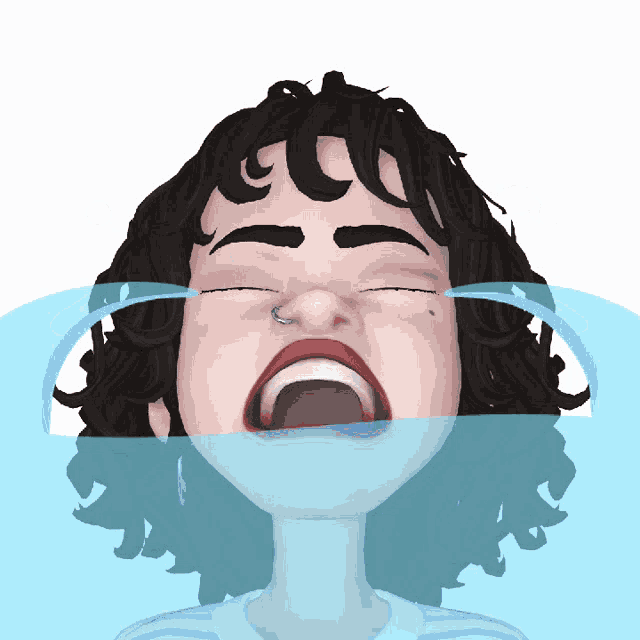 a cartoon of a woman crying with tears running down her face