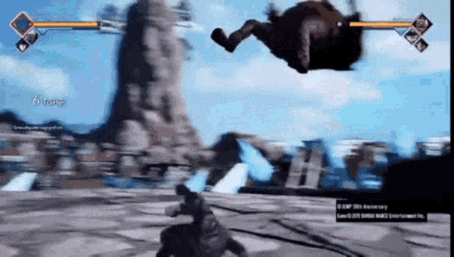 a video game is being played with the number 6 on the bottom left