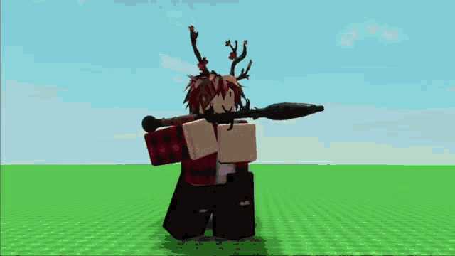 a person with antlers is holding a gun with the words whatever you said above them