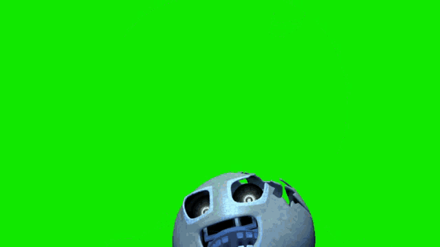 a close up of a cartoon character 's face with a green background
