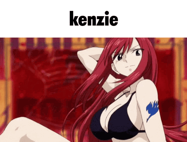 a picture of a girl with red hair and the name kenzie above her