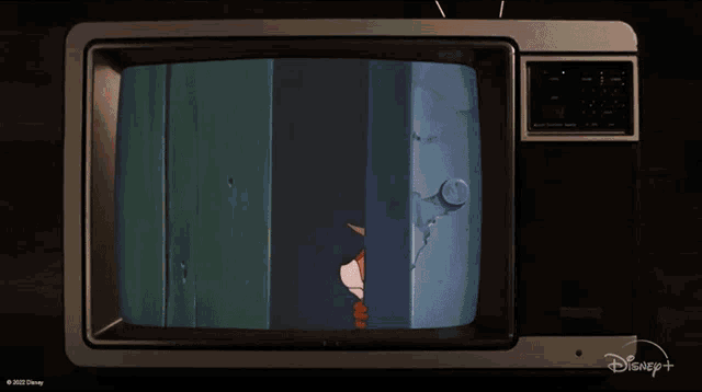 a disney cartoon is shown on a television