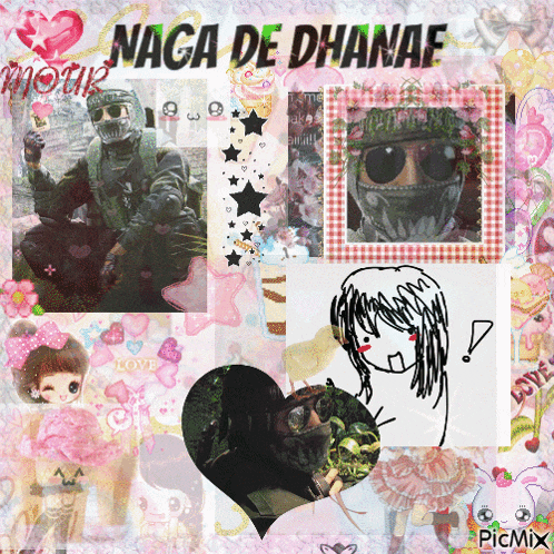 a collage of images with the words naga de dhanaf on top