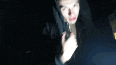 a blurry picture of a man with the words " when i come home " on the bottom