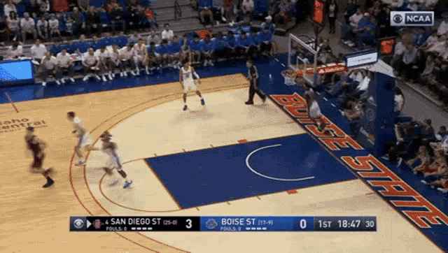 a basketball game is being played between boise state and san diego state