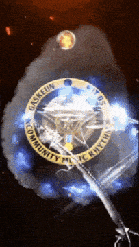 a gasreun community music rhythm logo is surrounded by blue smoke