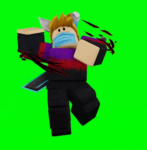 a cartoon character wearing a mask and bunny ears on a green screen