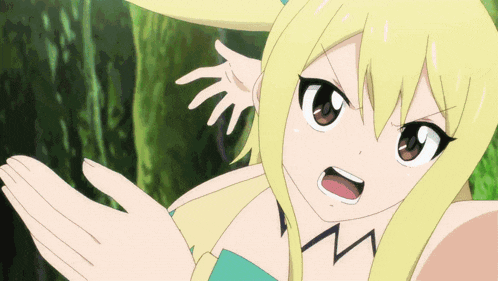 a cartoon girl with blonde hair is making a face with her mouth open
