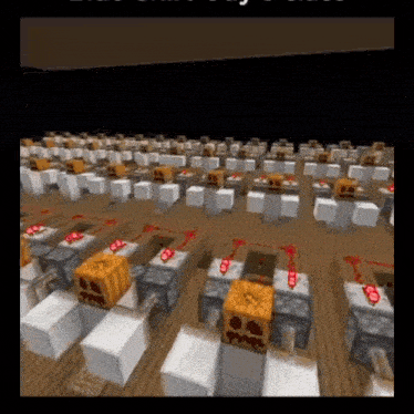 a screenshot of a minecraft game shows a bunch of blocks and a few pumpkins