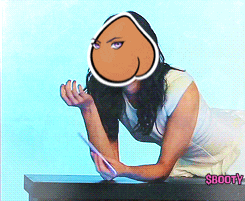 a picture of a woman with a cartoon face and the words $booty