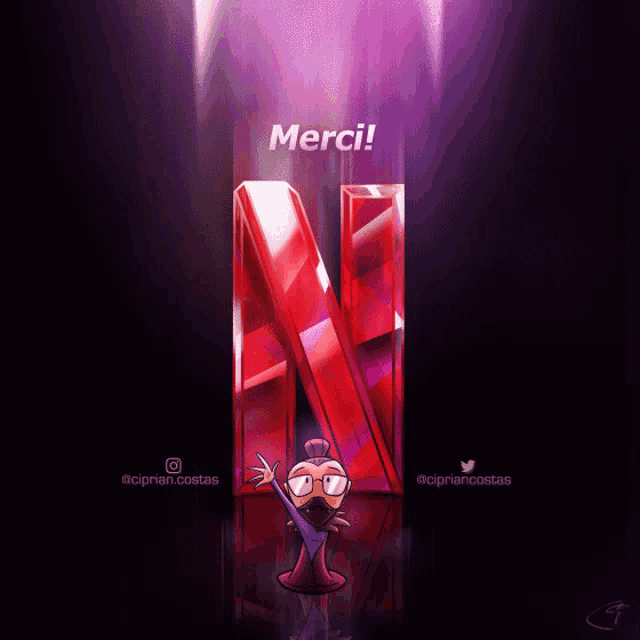 a cartoon character standing in front of a netflix logo