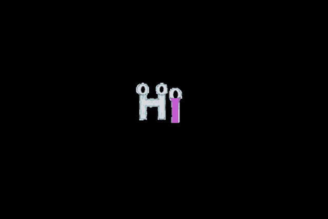a pixel art of the word hi on a black background