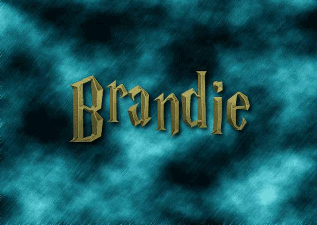 the name brandie is written in gold on a dark blue background