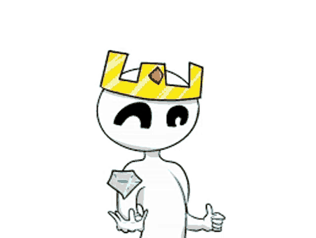 a cartoon character with a crown on his head is giving a thumbs up