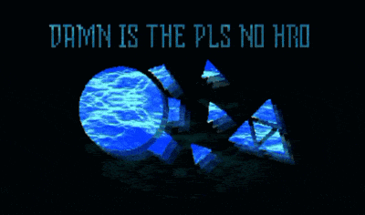 a damn is the pls no hro poster with a blue circle and triangles