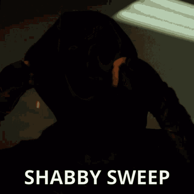 a close up of a woman 's face with the words shabby sweep above her
