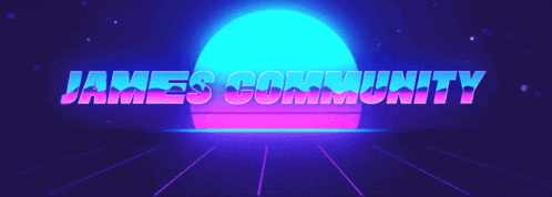 a neon sign that says james community in front of a sunset