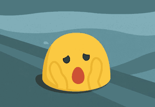 a cartoon illustration of a yellow smiley face with a surprised look on its face