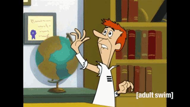 a cartoon character with the word adult swim on the bottom left