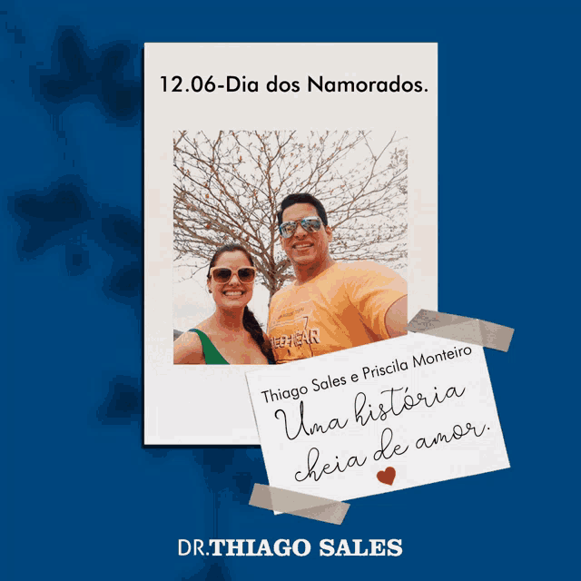 a picture of a man and woman with a note that says thiago sales e priscilla monteiro