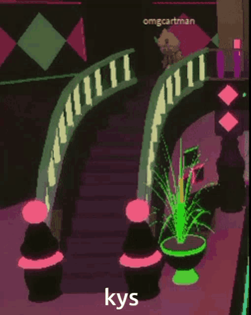 a drawing of a staircase with the word kys at the top
