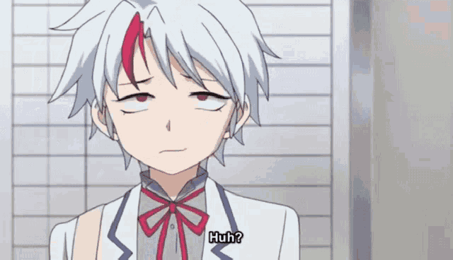 a cartoon character is making a funny face and says huh
