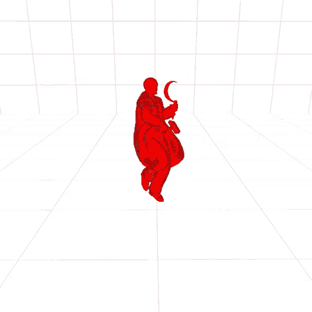 a red figure holding a hammer and sickle