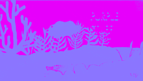 a drawing of a coral reef with a purple background