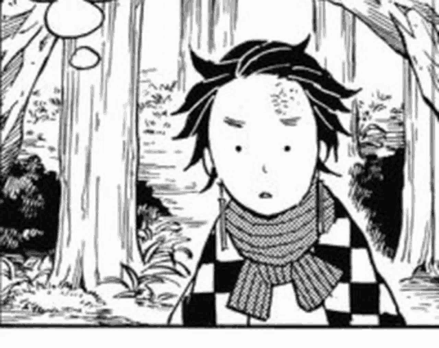 a black and white drawing of a person wearing a scarf and horns .