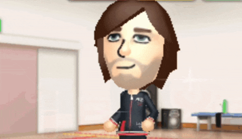 a cartoon character with a beard is wearing a black jacket that says a2