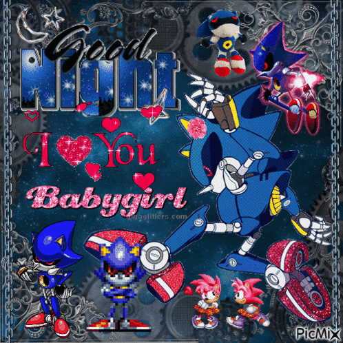 a sonic the hedgehog poster that says good night i love you baby girl