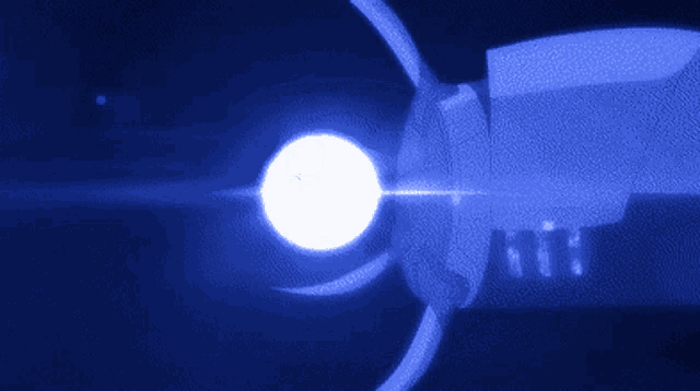 a blue background with a white flame on it