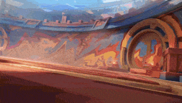a painting of a stadium with the letter j on the wall
