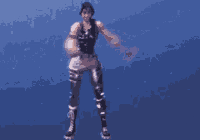 a pixel art of a person dancing in a video game .