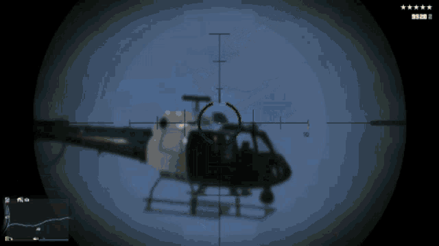 a helicopter is being targeted by a sniper in a video game with a score of 9328
