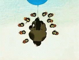 винни пух висеть шарик пчелы удар мультфильм GIF - Vinni Pukh Winnie The Pooh Bear GIFs