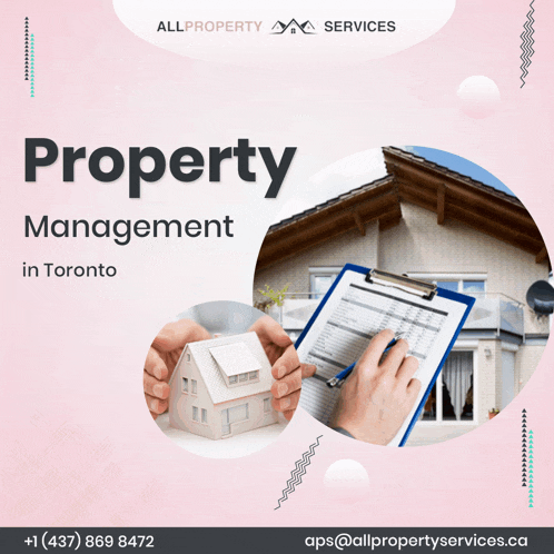 an advertisement for property management in toronto with a house in the background