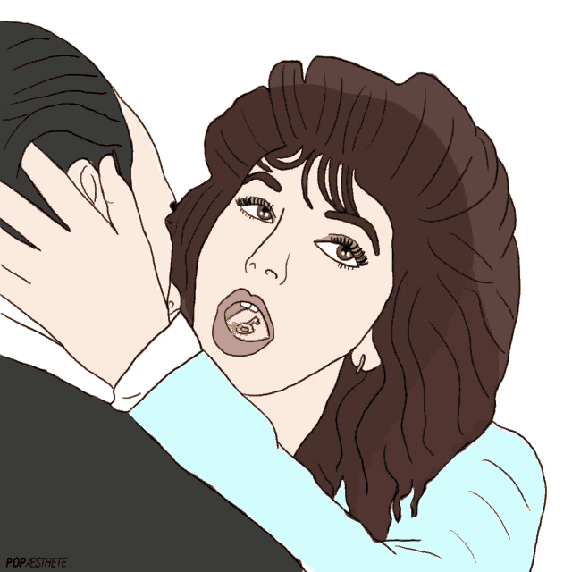a drawing of a woman and a man by pop esthetic
