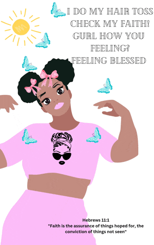 an illustration of a girl with a quote from hebrews 11 1