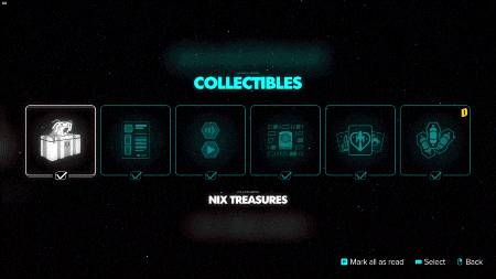 a screenshot of a video game that says collectibles