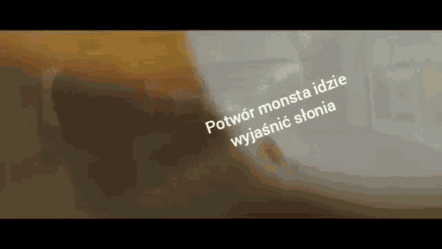 a blurred image of a person with the words potwor monsta idzie wyjasnic slonia