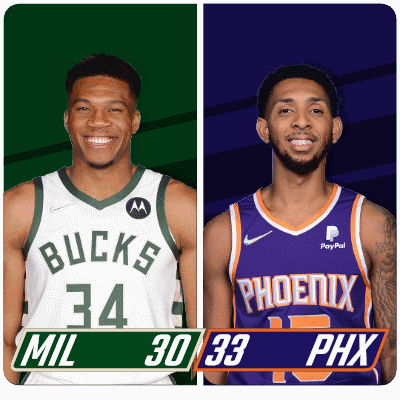 Milwaukee Bucks (30) Vs. Phoenix Suns (33) First-second Period Break GIF - Nba Basketball Nba 2021 GIFs