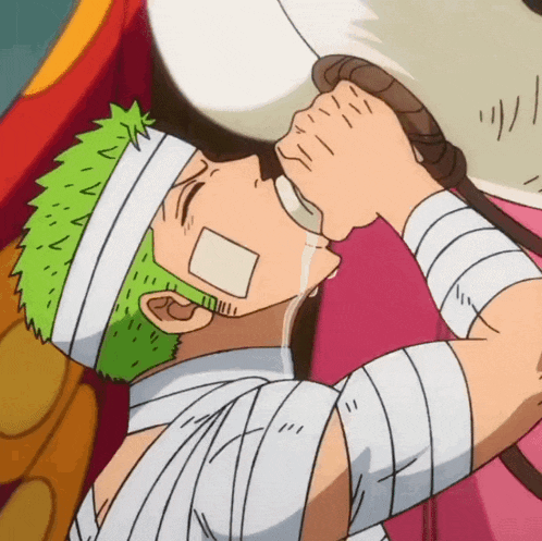 a cartoon of a man with bandages on his arm