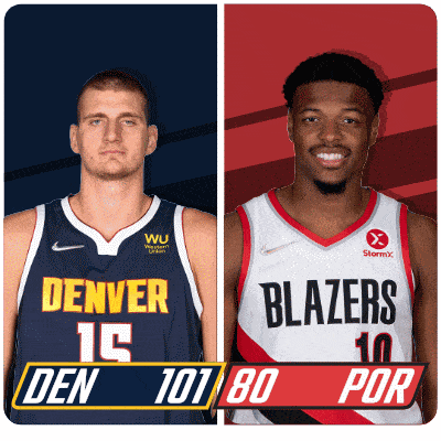 two basketball players from the denver nuggets and portland blazers