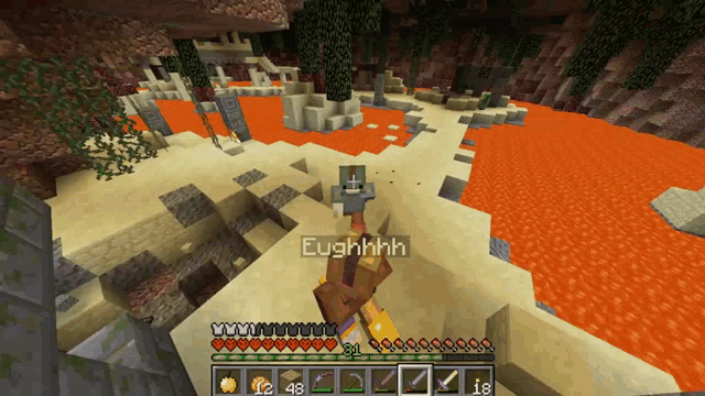 a screenshot of a minecraft game with the player eughhhh on the screen