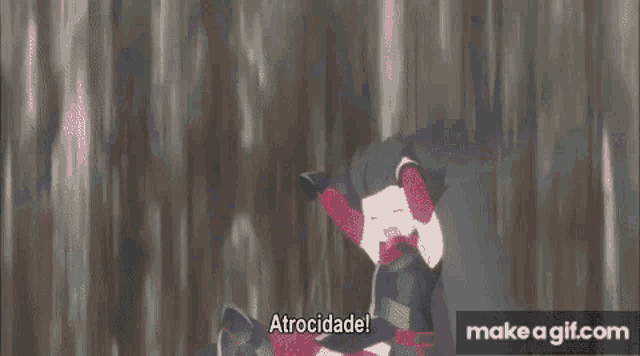 a cartoon character is standing in front of a wall and saying a phrase .