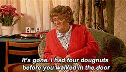 Mrs Browns Boys Its Gone GIF - Mrs Browns Boys Its Gone I Had Four Doughnuts GIFs