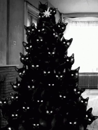 Black Cat Christmas Tree GIF - Black Cat Christmas Tree Black Christmas Tree GIFs