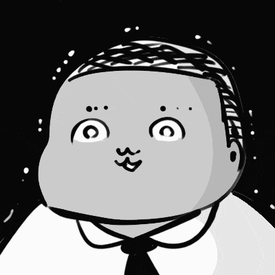 a black and white drawing of a man with a smiley face